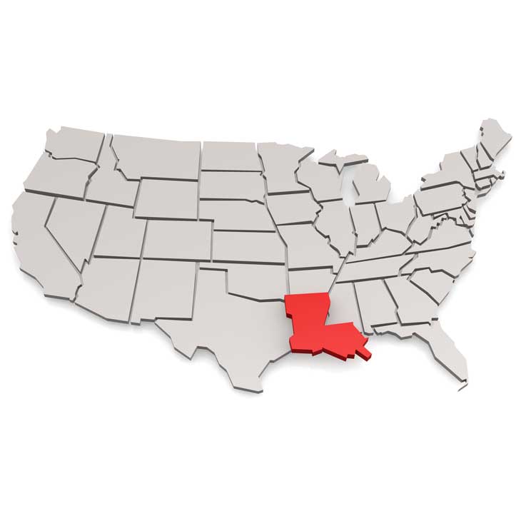 Inpatient Dual Diagnosis Treatment Center in Louisiana - louisiana on map - mvc - drug addiction recovery center in Louisiana