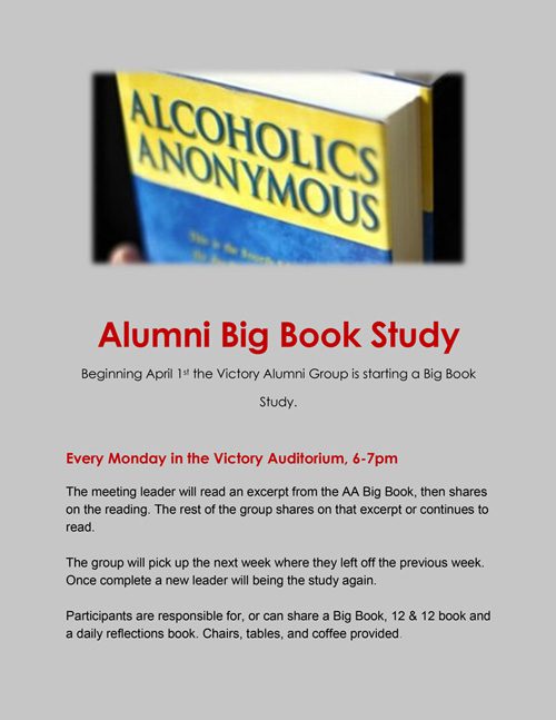 Alumni Big Book Study - Victory Addiction Recovery Center - weekly meetings