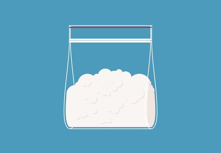illustration of a baggie of white powder - cocaine