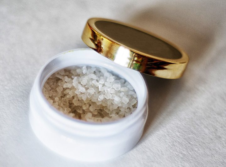 open container or jar of bath salts